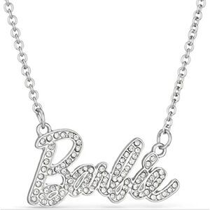BARBIE Silver Bling Rhinestone Nameplate Necklace